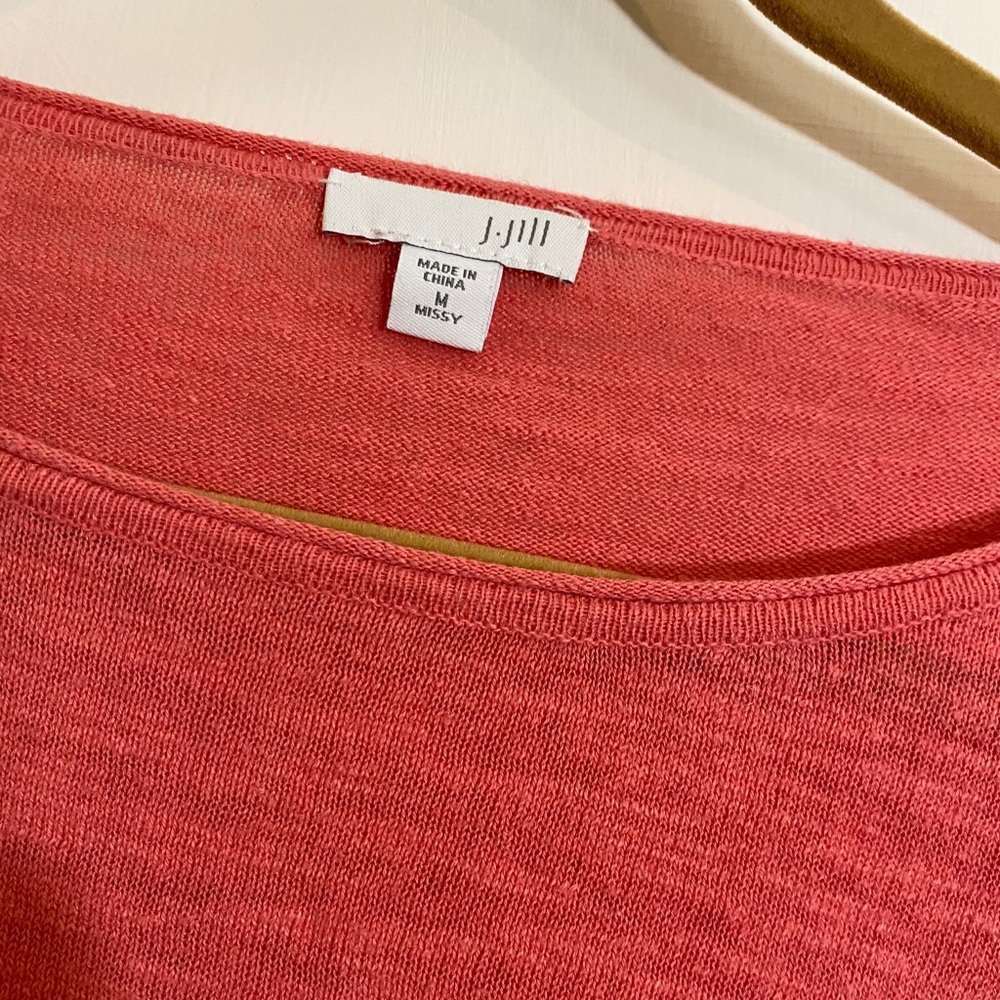 J. Jill Coral Linen Blend Top - Picture 3 of 4